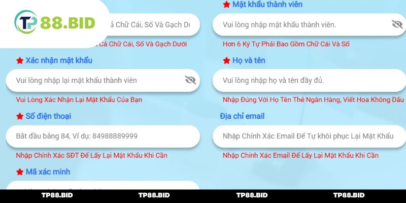 Nhập đầy đủ và chuẩn chỉnh từng con số